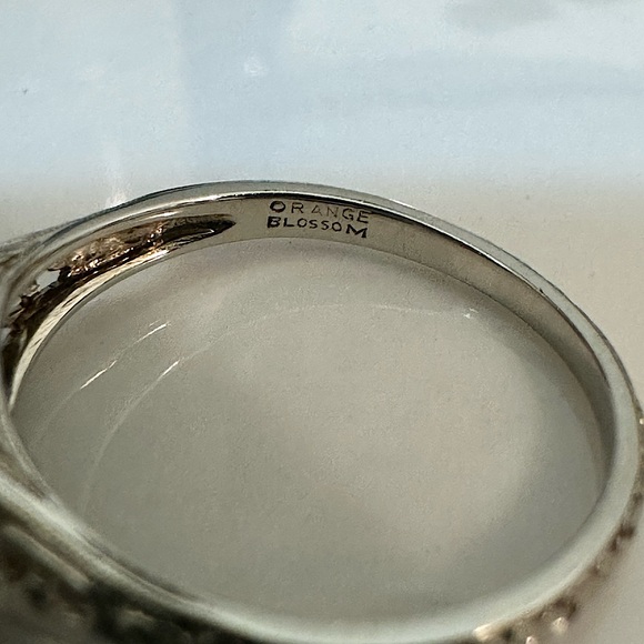 Antique 18K White Gold Art Deco Orange Blossom Tourmaline Solitaire Ring 5.75 - Picture 12 of 15